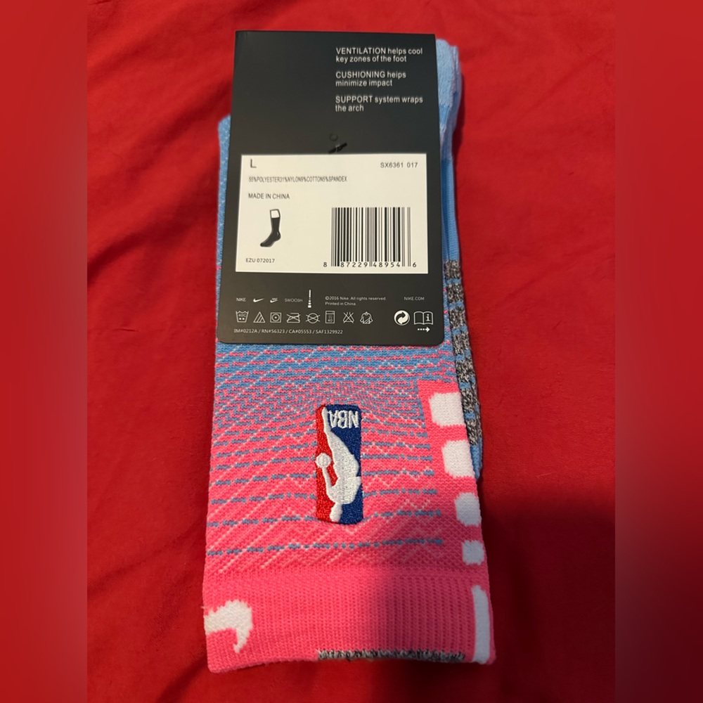 NWT NBA Elite Quick Athletic Socks - Pink and Blue - Picture 2 of 4